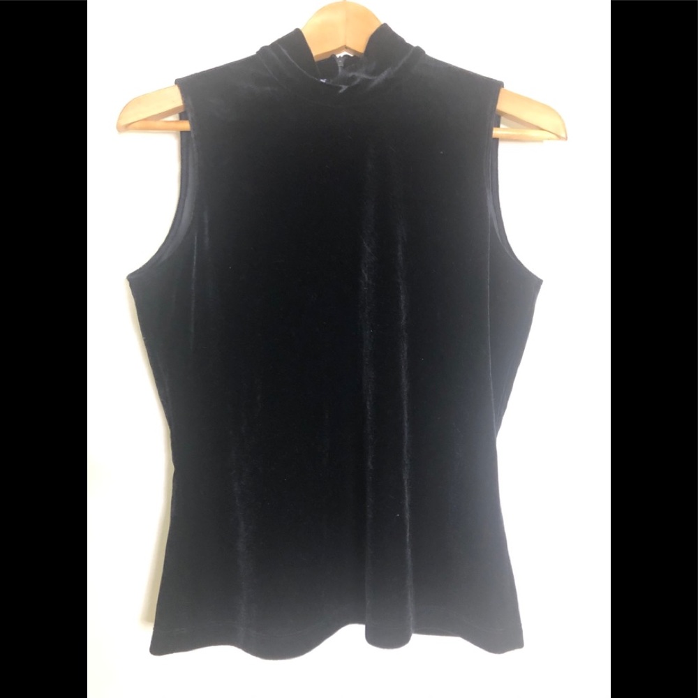Anne Klein black velvet mock neck top